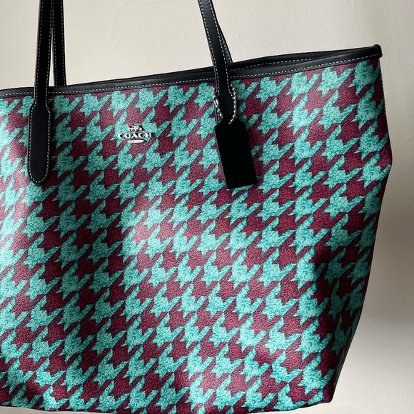COACH City Tote With Houndstooth Print - Picture 2 of 3